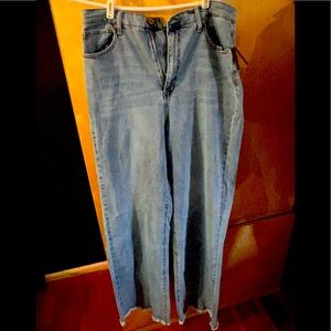 Wide leg, raw hem jeans . New with tags